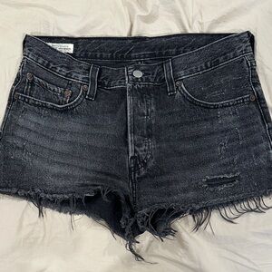 Levi's Distressed Black Jean Shorts